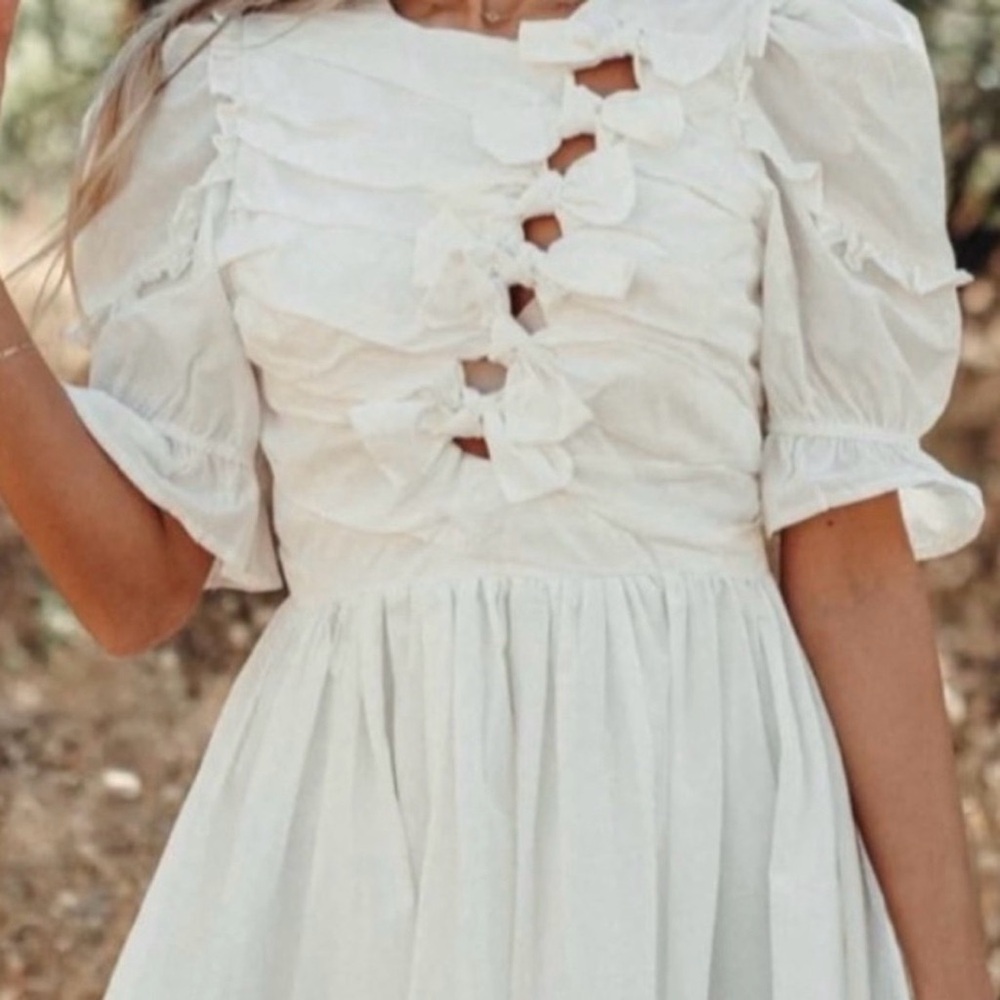 Bright White Sophie the label Bow Detail Dress NWT